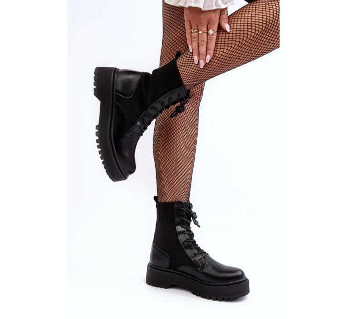 Dámské pracovní kotníkové boty se šněrováním černá Dedinva