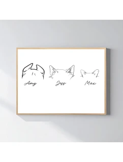 Personalizovaný plakát v rámu - 30x40 - zvířecí ouška