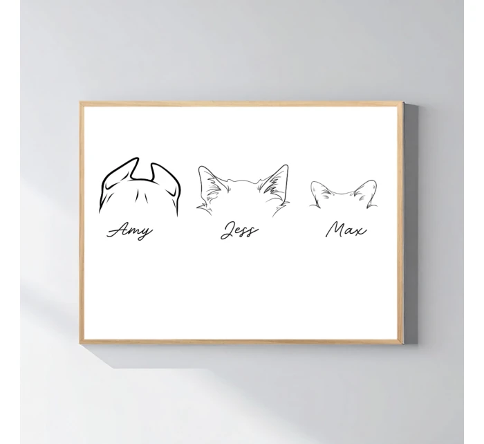 Personalizovaný plakát v rámu - 30x40 - zvířecí ouška Personalizovaný plakát v rámu - 30x40 - zvířecí ouška