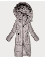 Světle béžová zimní vypasovaná bunda v délce do poloviny stehen S'West (B/R8535-46) Světle béžová zimní vypasovaná bunda v délce do poloviny stehen S'West (B/R8535-46)