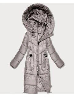 Světle béžová zimní vypasovaná bunda v délce do poloviny stehen S'West (B/R8535-46)