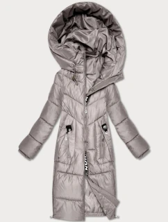 Světle béžová zimní vypasovaná bunda v délce do poloviny stehen S'West (B/R8535-46)