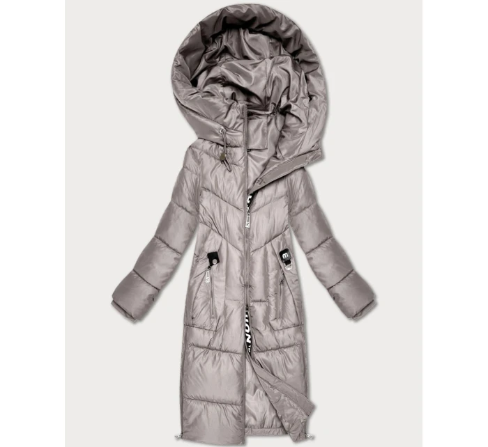 Světle béžová zimní vypasovaná bunda v délce do poloviny stehen S'West (B/R8535-46) Světle béžová zimní vypasovaná bunda v délce do poloviny stehen S'West (B/R8535-46)