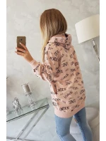 Mikina s nápisy tmavě pudrově růžová