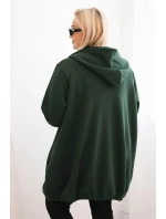 Dámská mikina zateplená Plus Size s kapucí a model 21486170 výstřihem hnědá - K-Fashion