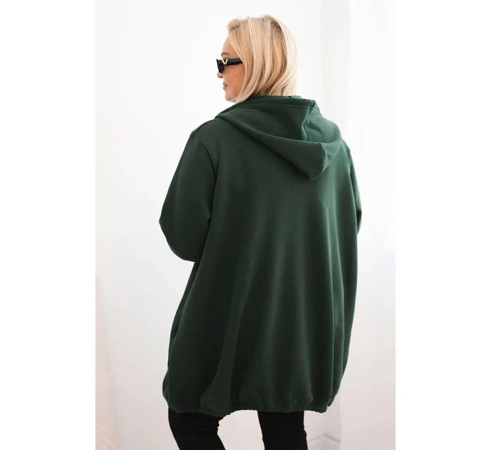 Dámská mikina zateplená Plus Size s kapucí a model 21486170 výstřihem hnědá - K-Fashion