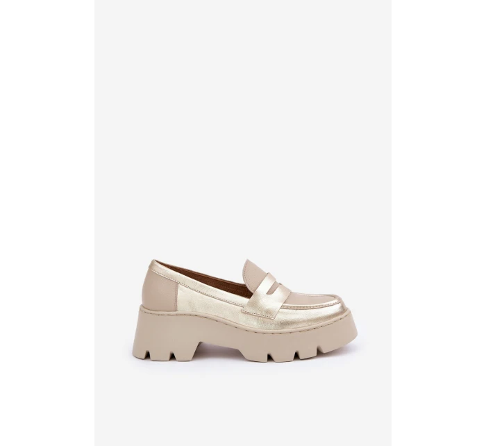 Kožené Dámské Mokasíny Na Platformě A Plochém Podpatku Panteří Zazoo 20191 Zlaté Kožené Dámské Mokasíny Na Platformě A Plochém Podpatku Panteří Zazoo 20191 Zlaté
