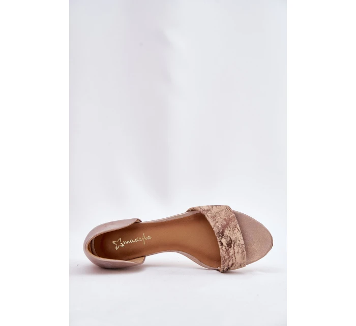 Kožené sandály model 21697441 zlaté - Maciejka Kožené sandály model 21697441 zlaté - Maciejka