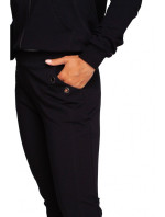 B243 Kalhoty s rovnými nohavicemi, nohavice s oky - černé