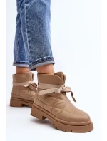 Dámské kotníkové boty s prošíváním a šněrováním Khaki Bizzanti Dámské kotníkové boty s prošíváním a šněrováním Khaki Bizzanti
