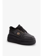 Tenisky Sportovní Boty Dámské Zateplené Na Masivní Podešvi Černé Verissha