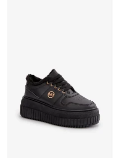 Tenisky Sportovní Boty Dámské Zateplené Na Masivní Podešvi Černé Verissha