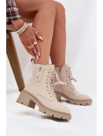 Dámské kotníkové boty Vinceza na kocích s ocieplením – béžové Dámské kotníkové boty Vinceza na kocích s ocieplením – béžové