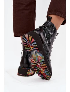 Lakované kožené dámské boty Artiker – šedé