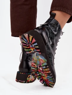 Lakované kožené dámské boty Artiker – šedé