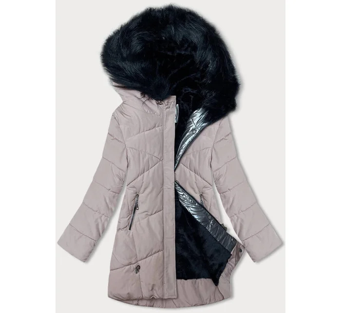 Dámská zimní bunda v barvě s kožešinou model 21246627 - MELYA MELODY Dámská zimní bunda v barvě s kožešinou model 21246627 - MELYA MELODY