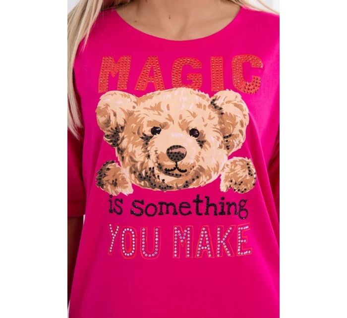 model 18746360 halenka s potiskem fuchsiová - K-Fashion model 18746360 halenka s potiskem fuchsiová - K-Fashion