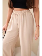Kalhoty s širokým model 21903442 tmavě béžové - K-Fashion