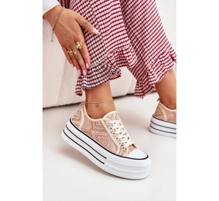 Nízké Dámské Tenisky Na Platformě Růžové model 21701273 - Boto Nízké Dámské Tenisky Na Platformě Růžové model 21701273 - Boto