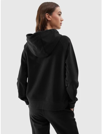 Dámská tepláková mikina bez zapínání a s kapucí 4F - černá