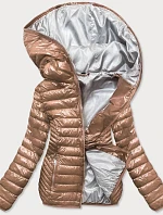 Zlatá prošívaná dámská bunda s kapucí (B9752)