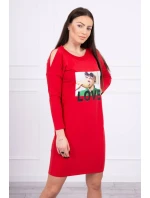 Šaty s milostným potiskem červené Šaty s milostným potiskem červené