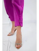 Kalhoty Summer Punto se zapínáním na nohavice tmavě fialová