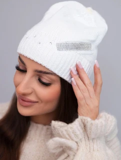Dámská zimní vlněná čepice s ozdobnými krystalky K399 černá