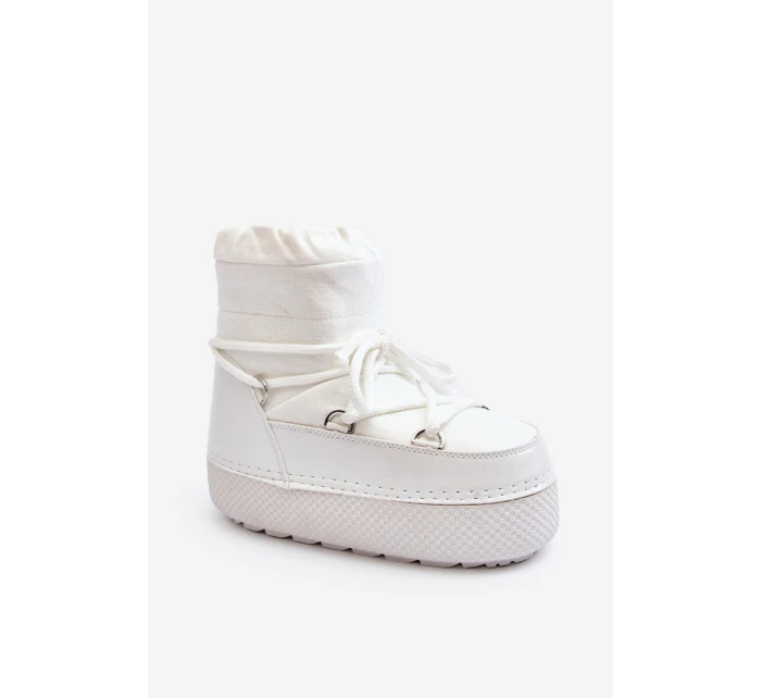 Dámské bílé zimní boty s vázáním model 21644962 - Boto Dámské bílé zimní boty s vázáním model 21644962 - Boto