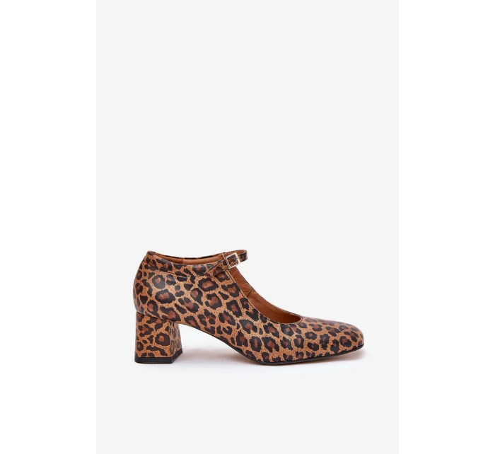 Kožené Lodičky Na Podpatku V   Hnědé model 21686516 - Laura Messi