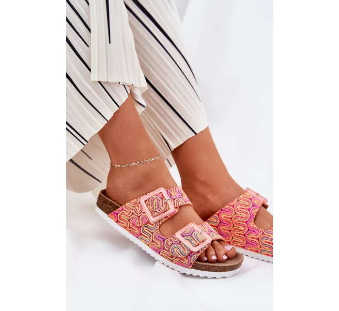 Dámské Pantofle S Přezkami A Leskem Oranžové S.Barski RB51-006