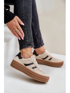 Zazoo N1176 Semišové Tenisky Na Platformě Béžové