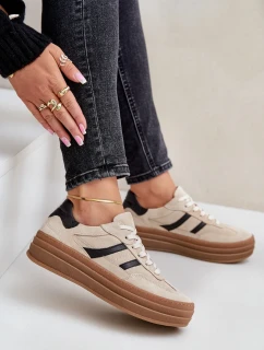 Zazoo N1176 Semišové Tenisky Na Platformě Béžové