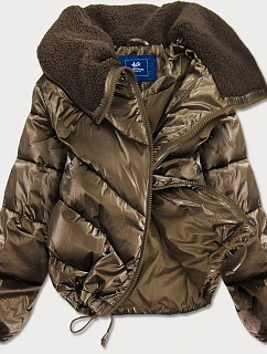 Krátká hnědá oversize bunda se širokými rukávy model 21242398 - Ann Gissy