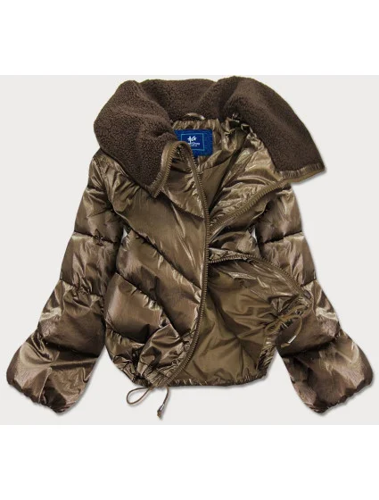 Krátká hnědá oversize bunda se širokými rukávy model 21242398 - Ann Gissy