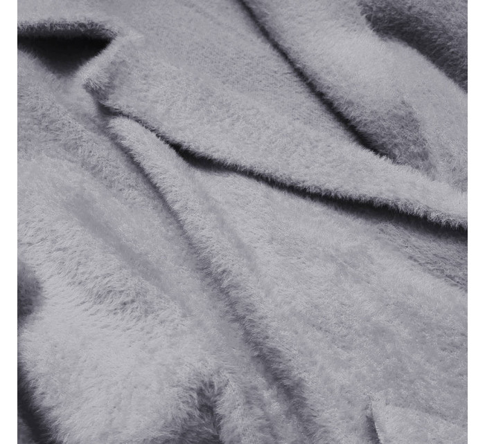 Dlouhý šedý vlněný přehoz přes oblečení typu "Alpaka" (7108)