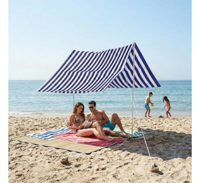 Stan se sluneční stříškou a tyčemi 3X1,7M MODRÝ Stan se sluneční stříškou a tyčemi 3X1,7M MODRÝ