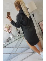 Šaty s kapucí a bočním rozparkem graphite melange Šaty s kapucí a bočním rozparkem graphite melange