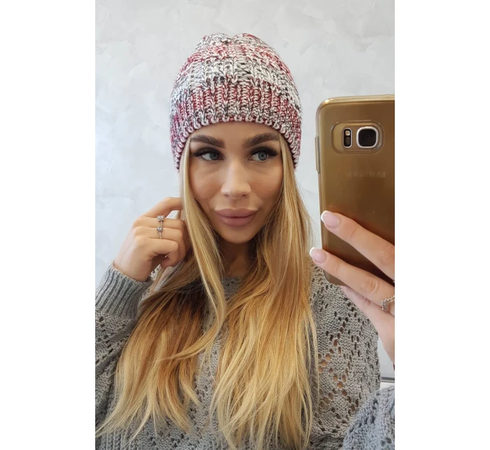 Fleecová čepice Melisa K241 burgundy+grey