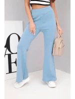 Dámské kalhoty máslíčko s rozšiřující nohavicí jeansové modrá Dámské kalhoty máslíčko s rozšiřující nohavicí jeansové modrá