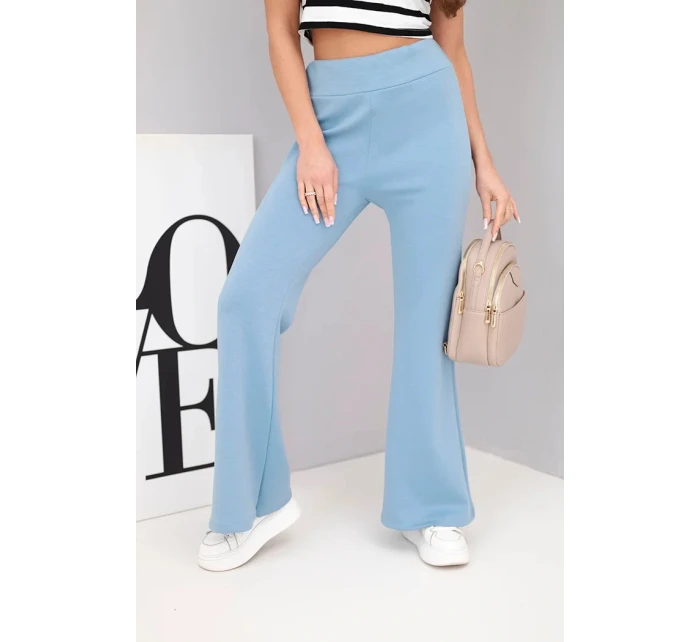 Dámské kalhoty máslíčko s rozšiřující nohavicí jeansové modrá Dámské kalhoty máslíčko s rozšiřující nohavicí jeansové modrá