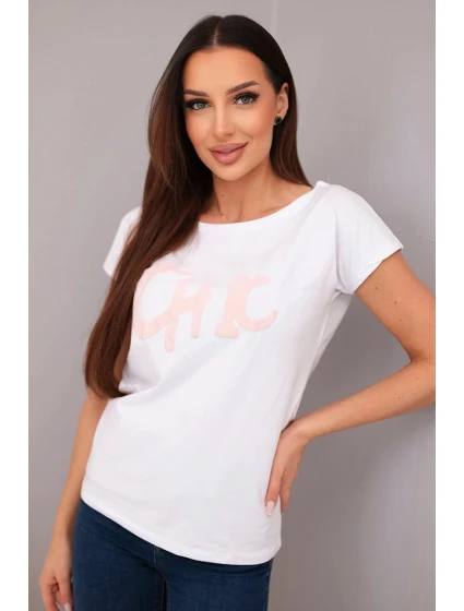 Dámská bavlněná halenka s potiskem model 22011720 bílá - K-Fashion