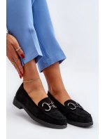 Dámské semišové mokasíny s ozdobou Černé Echonesa