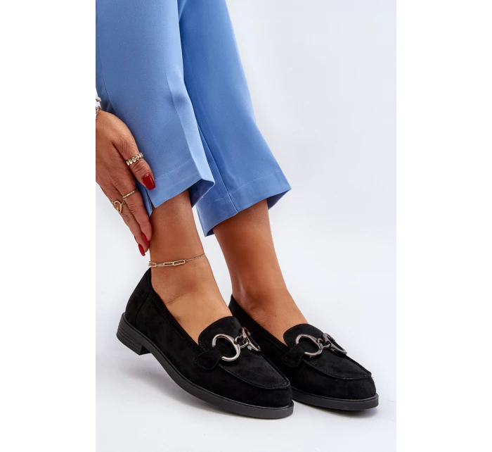 Dámské semišové mokasíny s ozdobou Černé Echonesa
