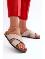 Dámské pantofle na korkové platformě béžové Tesolen