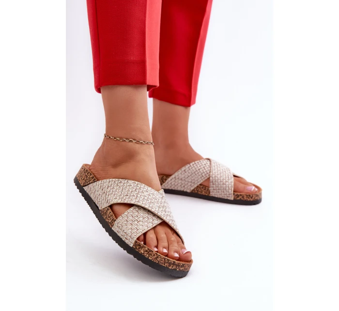 Dámské pantofle na korkové platformě béžové Tesolen