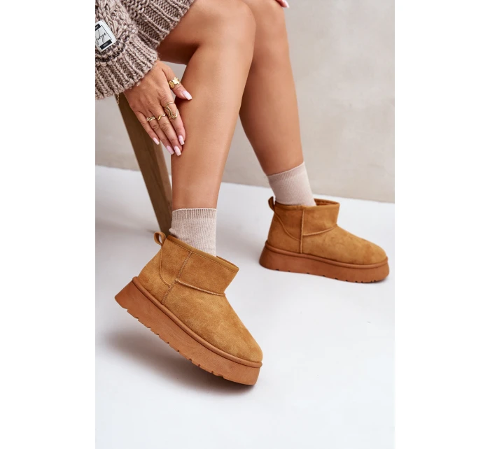 Nízké dámské sněhule na platformě s teplou podšívkou Camel Saldren Nízké dámské sněhule na platformě s teplou podšívkou Camel Saldren