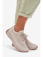 Kožené dámské tenisky s síťovinou model 22026520 šedé - SERGIO LEONE Kožené dámské tenisky s síťovinou model 22026520 šedé - SERGIO LEONE