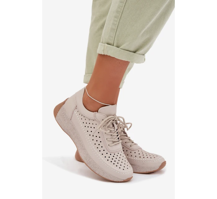 Kožené dámské tenisky s síťovinou model 22026520 šedé - SERGIO LEONE Kožené dámské tenisky s síťovinou model 22026520 šedé - SERGIO LEONE