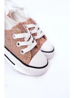 Dětské Brokátové Tenisky Růžové Zlato Bling-Bling Dětské Brokátové Tenisky Růžové Zlato Bling-Bling